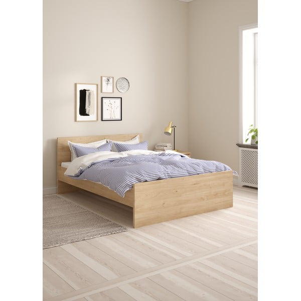 Łóżko dwuosobowe w dekorze dębu bez stelaża 140x200 cm w naturalnym kolorze Naia – Tvilum-image-1