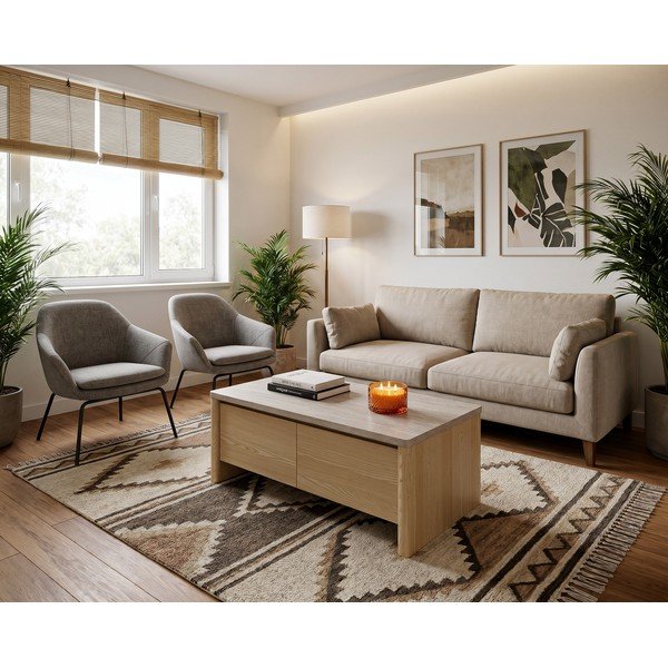 Biały/w jasnym naturalnym kolorze stolik w dekorze dębu 40x100 cm Dore – Marckeric-image-1