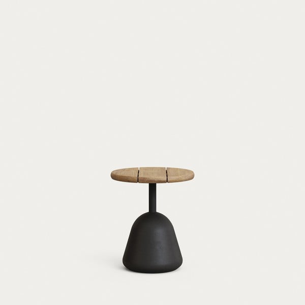 Czarno-naturalny okrągły stolik z blatem z drewna akacjowego ø 43 cm Saura – Kave Home