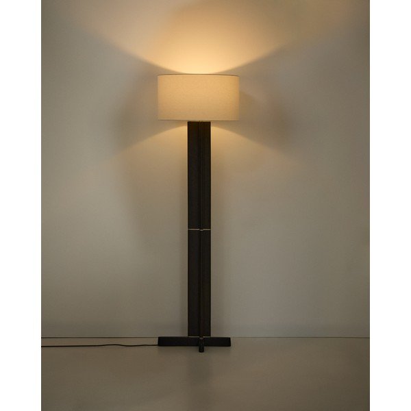 Biała/ciemnobrązowa lampa stojąca z tekstylnym kloszem (wysokość 150,5 cm) Niani – Kave Home-image-1