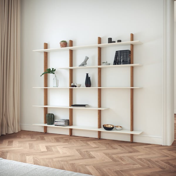 Biały regał z konstrukcją z drewna dębowego Tenzo Bridge-image-1