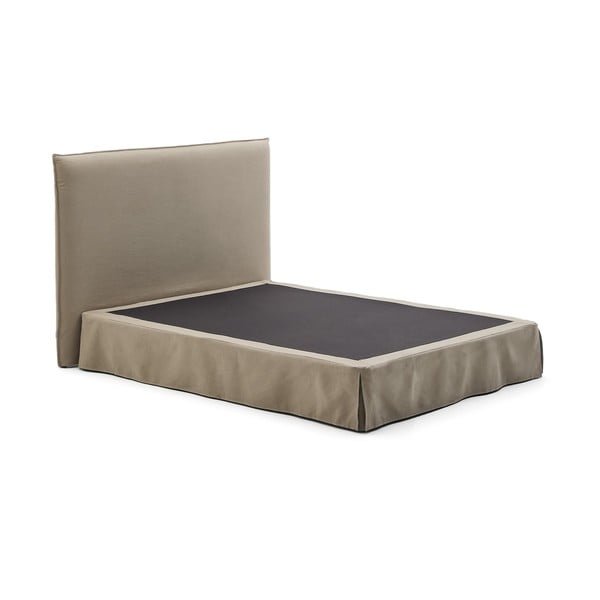 Szarobrązowe tapicerowane łóżko dwuosobowe 160x200 cm Jaira – Kave Home