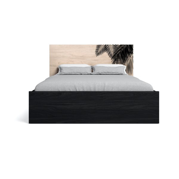 Czarno-naturalne łóżko dwuosobowe 160x200 cm Bali – Marckeric