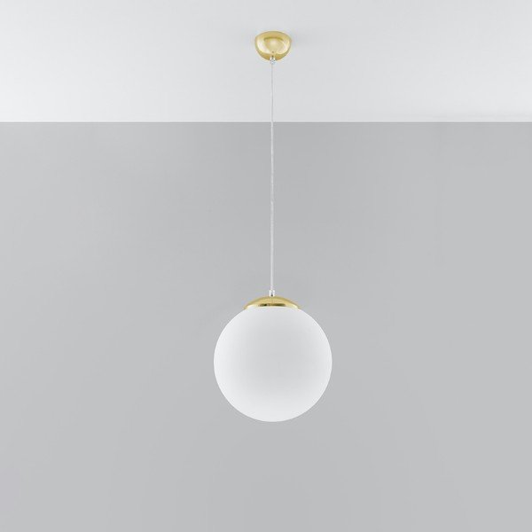 Lampa wisząca w kolorze złota ze szklanym kloszem ø 30 cm Cezab – Sollux-image-2