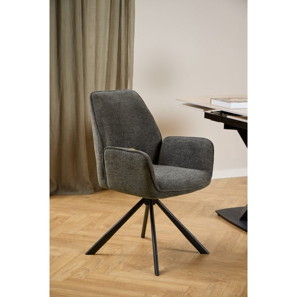 Ciemnoszary fotel jadalniany z podłokietnikami Graham – Actona-image-1