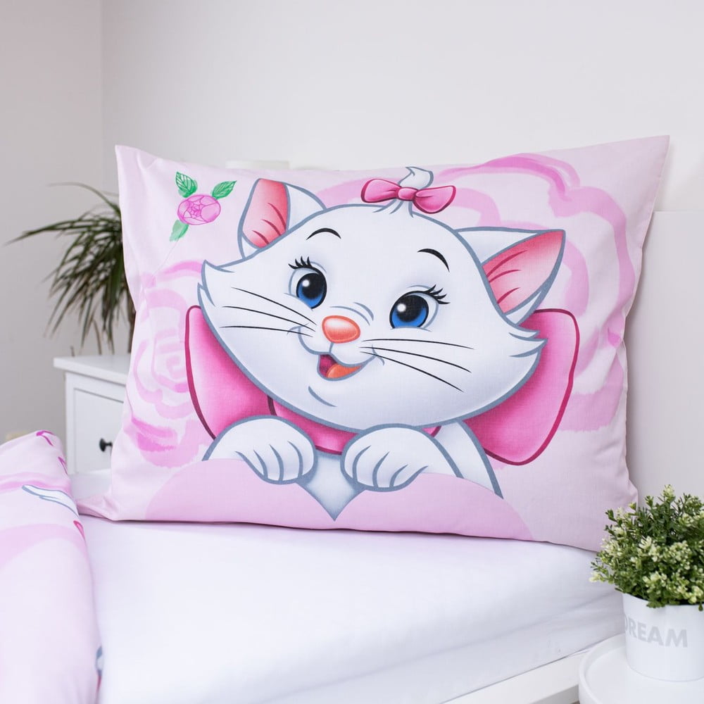 Różowa bawełniana pościel dziecięca jednoosobowa 140x200 cm Marie Cat "Pink" – Jerry Fabrics (zdjęcie 4)
