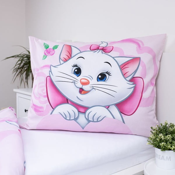 Różowa bawełniana pościel dziecięca jednoosobowa 140x200 cm Marie Cat "Pink" – Jerry Fabrics-image-3
