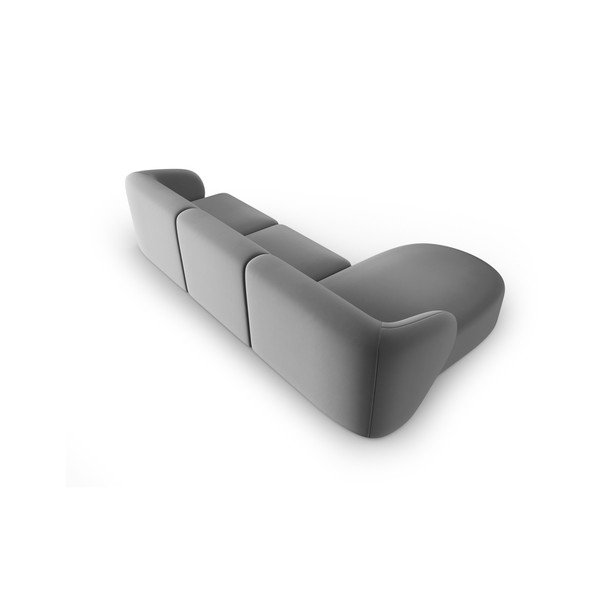 Szary aksamitny narożnik (lewostronny/z szezlongiem) Paolo – Milo Casa-image-3