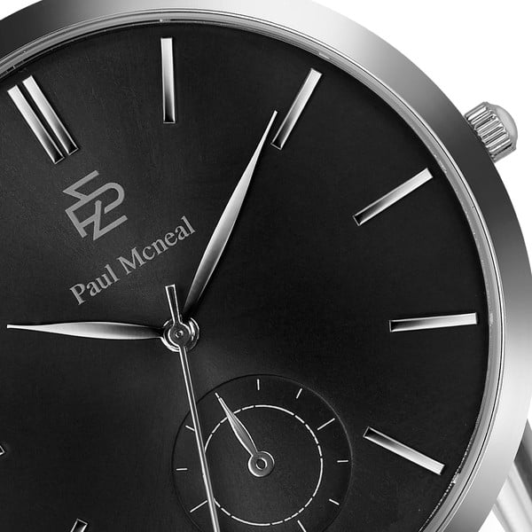 Zegarek męski z paskiem ze stali nierdzewnej w kolorze czarnym Paul McNeal Cassio-image-2