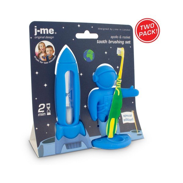 Niebieski zestaw dziecięcy do mycia zębów J-Me Rocket & Apollo-image-2