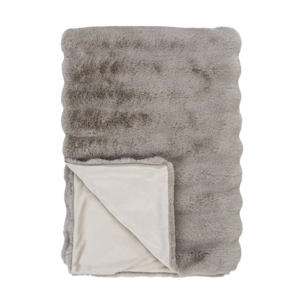 Szary/beżowy koc ze sztucznego futra 130x180 cm Galena – House Nordic