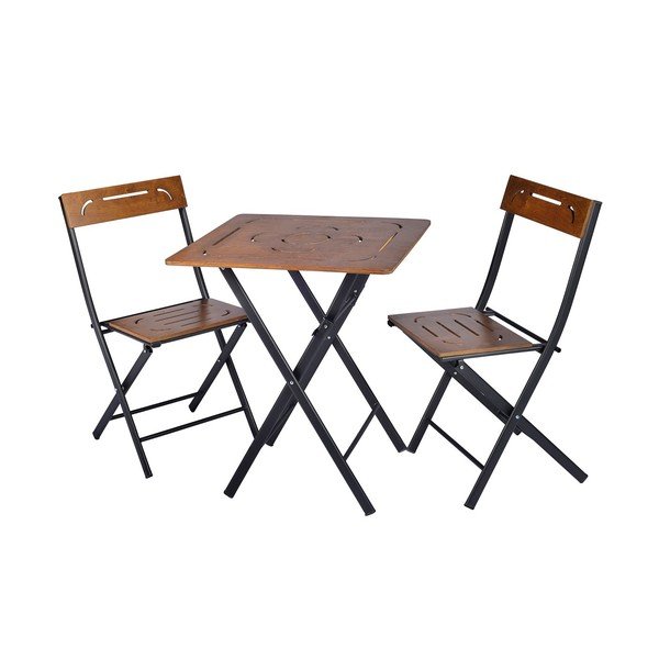 Ciemnobrązowy zestaw mebli ogrodowych dla 2 osób Bistro – Floriane Garden-image-2