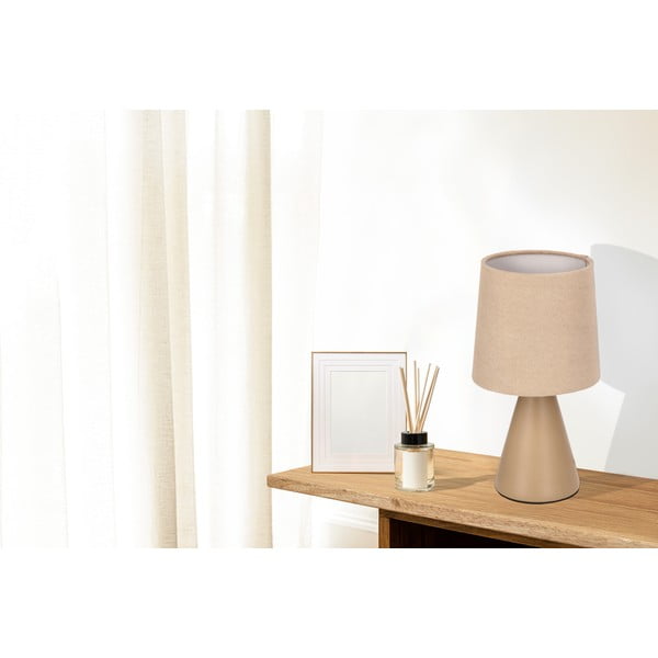 Beżowa lampa stołowa z tekstylnym kloszem (wysokość 24,5 cm) Satti – Candellux Lighting-image-1