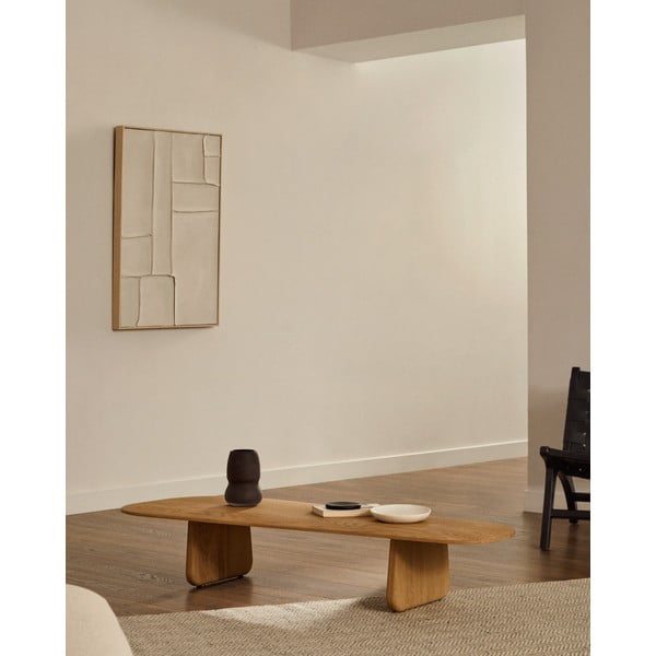 Stolik z litego drewna dębowego w naturalnym kolorze 64x146 cm Pirita – Kave Home-image-2