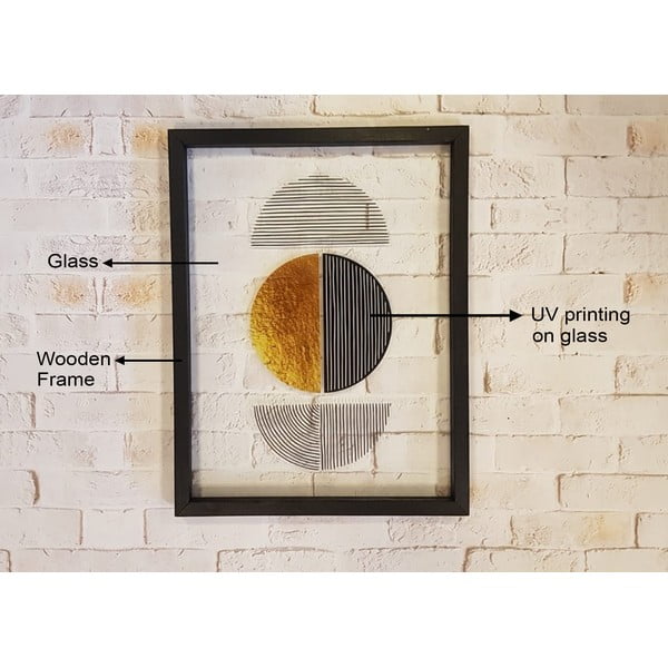 Szklany obraz w czarnej ramie Vavien Artwork Shapes II., 32x42 cm-image-2