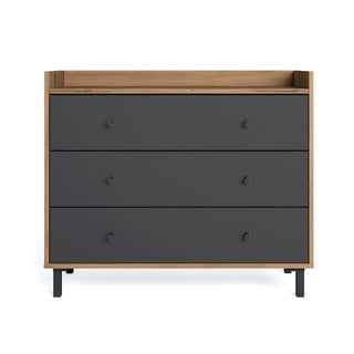 Szara niska komoda w dekorze orzecha 92x75 cm Malta – Marckeric