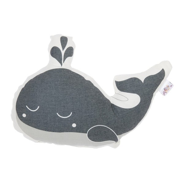 Szara poduszka dziecięca z domieszką bawełny Mike & Co. NEW YORK Pillow Toy Whale, 35x24 cm