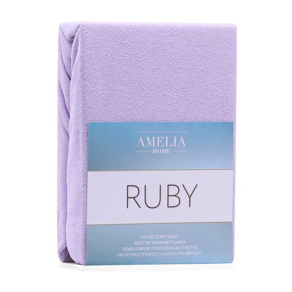 Jasnofioletowe prześcieradło elastyczne z dużym dodatkiem bawełny AmeliaHome Ruby, 200x100-120 cm-image-1