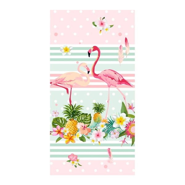 Ręcznik plażowy z nadrukiem Good Morning Flamingo, 150x75 cm