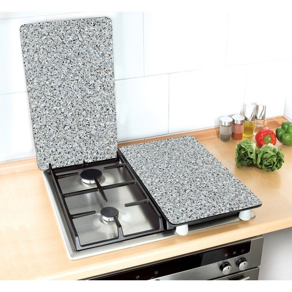 Zestaw 2 szklanych płyt ochronnych na kuchenkę Wenko Granite, 52x30 cm-image-3