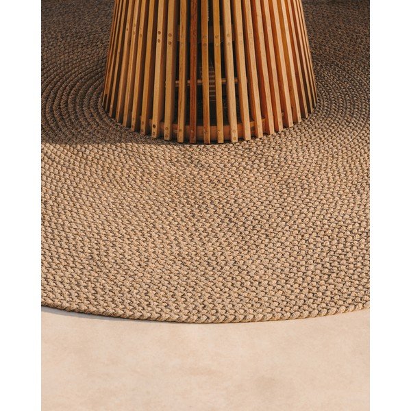 Beżowy okrągły dywan odpowiedni na zewnątrz z włókien z recyklingu ø 200 cm Despas – Kave Home-image-2