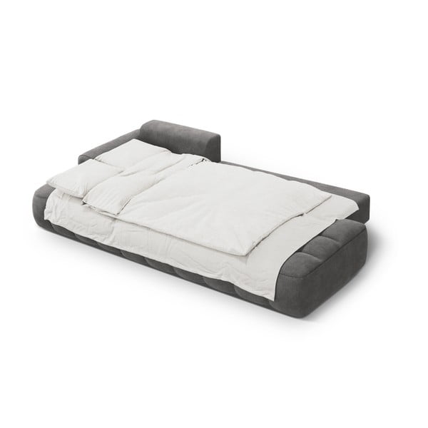 Szary aksamitny rozkładany/ze schowkiem narożnik (lewostronny/z szezlongiem) Linz – Cosmopolitan Design-image-4