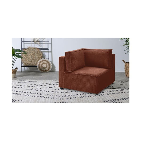 Ceglasty sztruksowy moduł sofy (strona zmienna) Nihad modular – Bobochic Paris-image-1