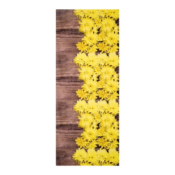 Żółto-brązowy wytrzymały chodnik kuchenny Webtappeti Dalie, 58x190 cm