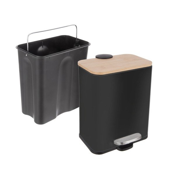 Czarny kosz na śmieci z pedałem ze stali nierdzewnej 5 l Black – Orion-image-4