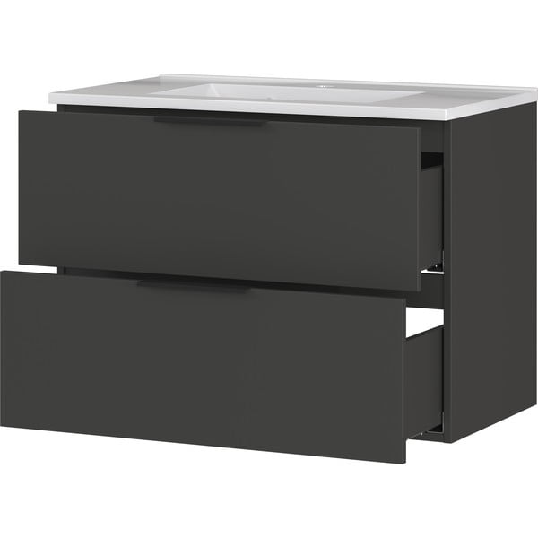 Antracytowa niska szafka wisząca z umywalką 81x61 cm Crandon – Germania-image-3