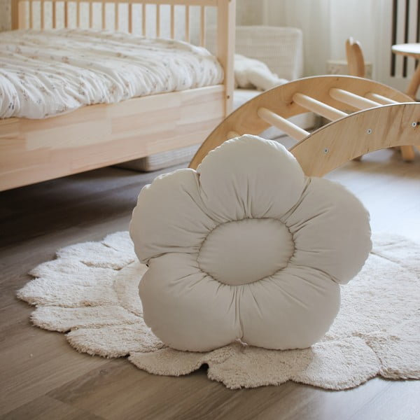 Kremowy bawełniany dywan dziecięcy tkany ręcznie odpowiedni do prania ø110 cm Gabrielle – Nattiot-image-4