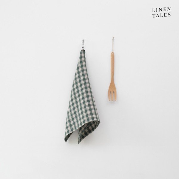 Lniana ścierka 45x65 cm Forest Green Gingham – Linen Tales