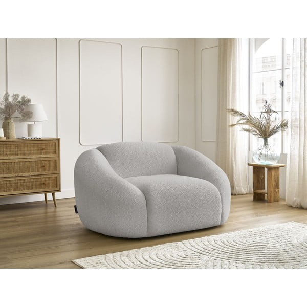 Jasnoszary fotel z materiału bouclé Tina – Bobochic Paris-image-4