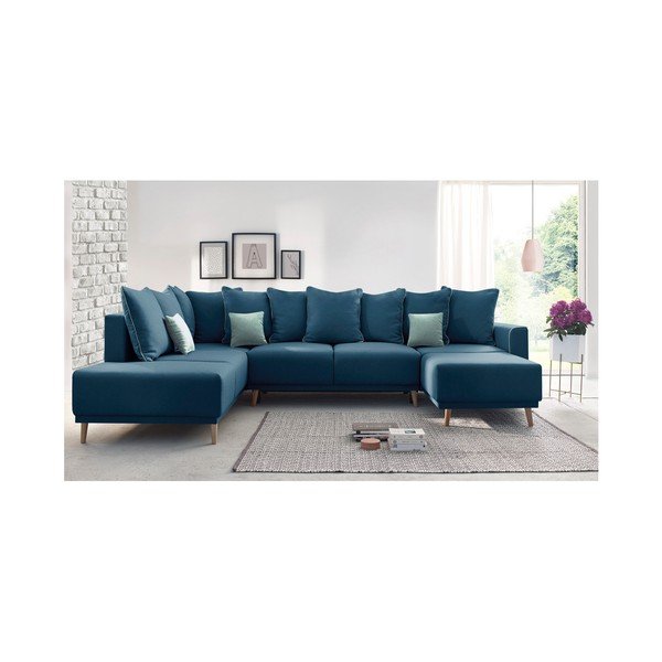 Granatowy narożnik rozkładany w kształcie U Bobochic Paris Panoramique XXL Mola, prawostronny-image-4