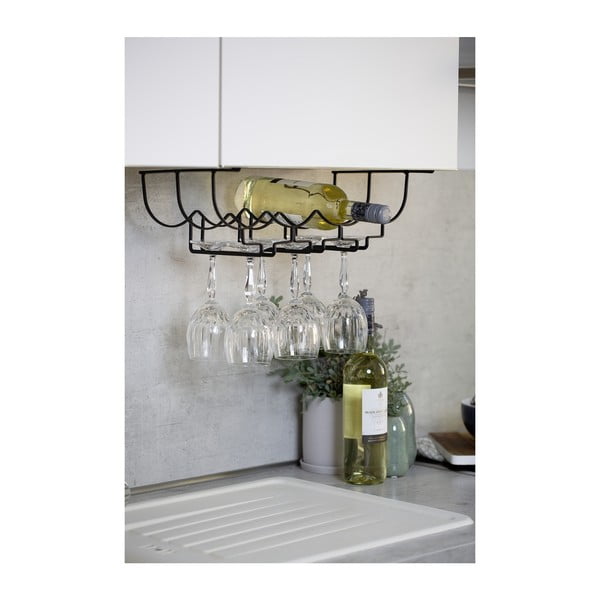 Czarny metalowy wieszak na kieliszki i butelki pod półkę Wenko-image-2