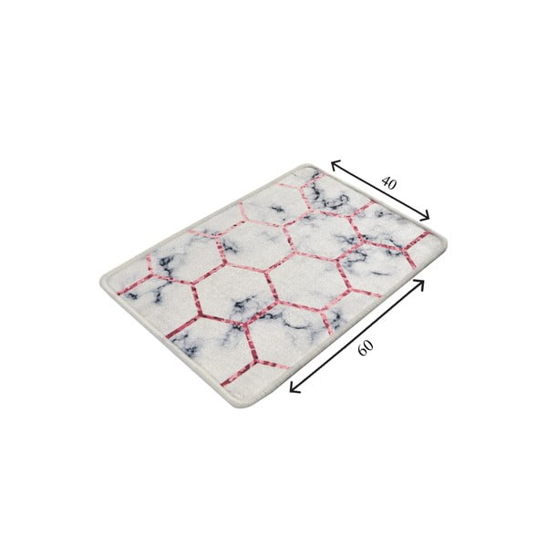 Biało-szary dywanik łazienkowy 60x40 cm Honeycomb − Foutastic-image-4
