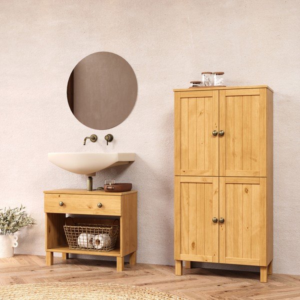 Niska szafka pod umywalkę w jasnym naturalnym kolorze 62x55 cm Calle – Støraa-image-2