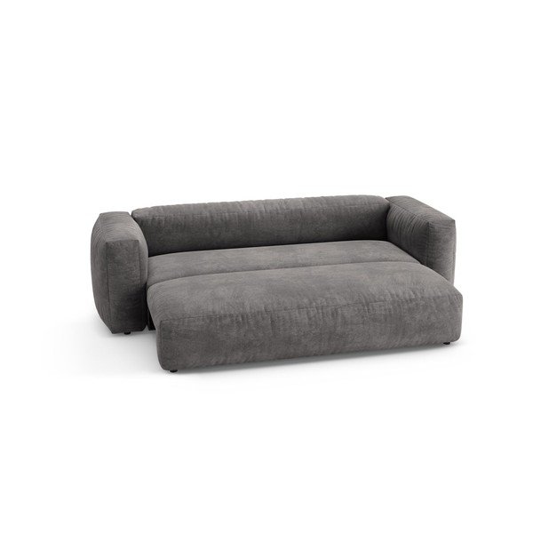 Szara aksamitna rozkładana sofa modułowa 264 cm – Micadoni -image-4