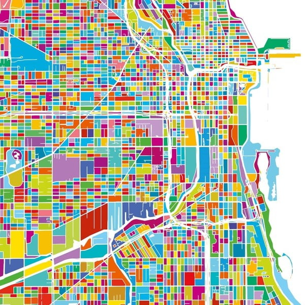 Obraz Homemania Maps Chicago, 60x60 cm