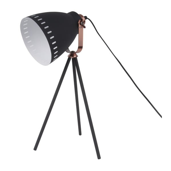 Czarna lampa stołowa z elementami w kolorze miedzi Leitmotiv Mingle