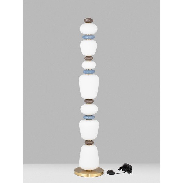 Biała/w kolorze złota metalowa lampa stojąca LED ze ściemniaczem z porcelanowym kloszem/ze szklanym kloszem (wysokość 130,5 cm) Palo – Nova Luce-image-2