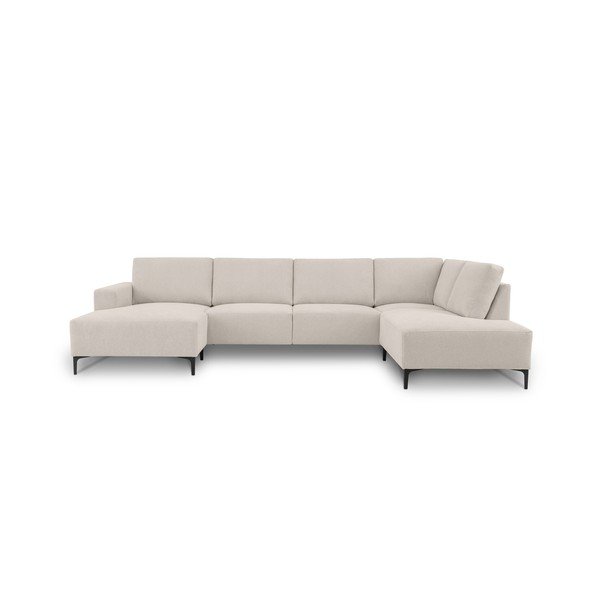 Beżowy narożnik z tkaniny szenilowej (prawostronny/w kształcie litery U) Fabian – Scandic