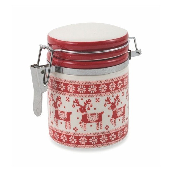 Świąteczny ceramiczny pojemnik z wieczkiem Villa d'Este Scandinavia Barattolo, výška 10 cm