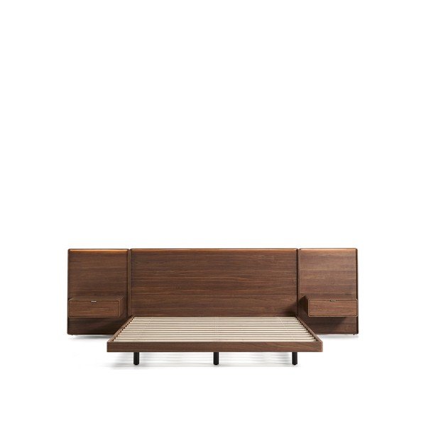 Brązowe łóżko dwuosobowe z litego drewna brzozowego ze stelażem 160x200 cm Norlen – Kave Home-image-3