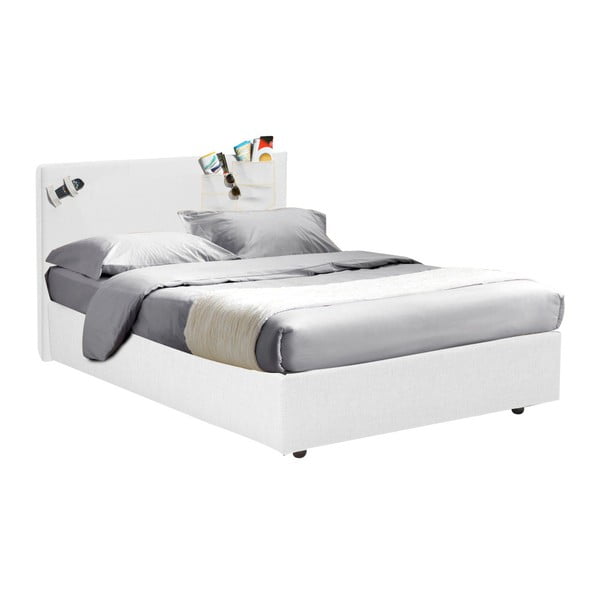 Białe łóżko jednoosobowe ze schowkiem 13Casa Task, 120x190 cm