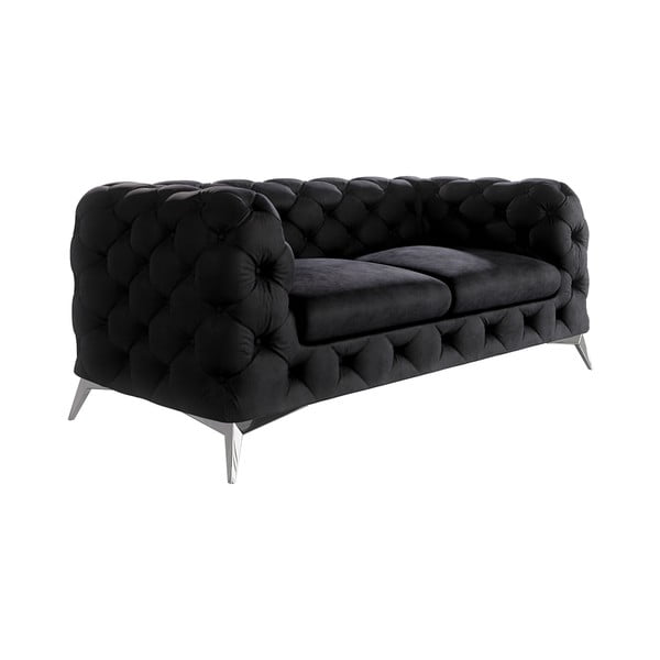 Czarna aksamitna sofa 185 cm Chelsea – Ropez-image-1