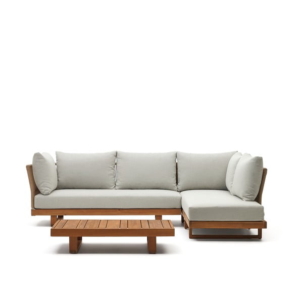 Kremowy zestaw mebli ogrodowych z litego drewna akacjowego dla 5 osób Raco – Kave Home-image-2