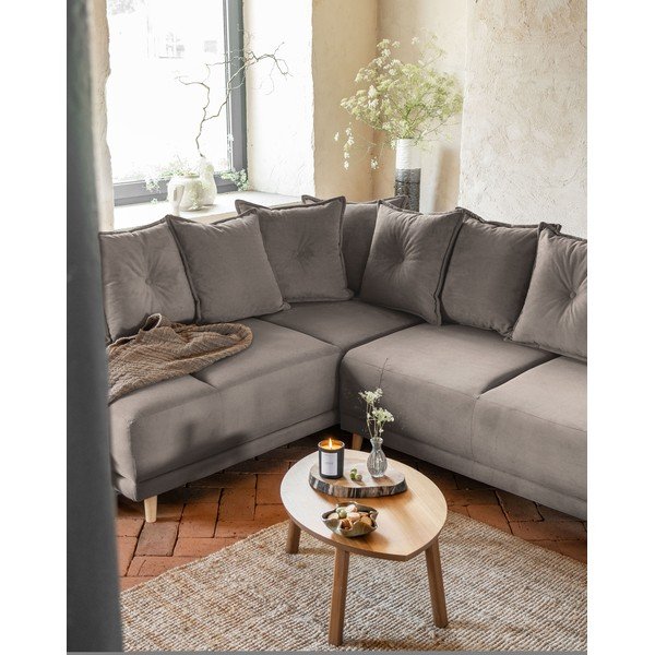 Jasnobrązowy sztruksowy rozkładany narożnik (lewostronny/w kształcie litery U) Lazy Lukka – Miuform-image-3