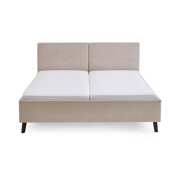 Beżowe tapicerowane łóżko dwuosobowe ze stelażem 160x200 cm Piano – Meise Möbel-image-3