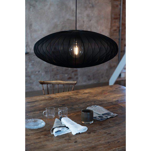 Czarna lampa wisząca z tekstylnym kloszem ø 75 cm Florence – Markslöjd-image-1